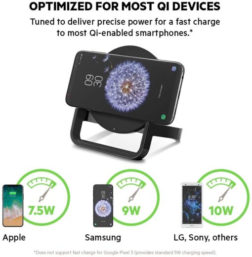 Belkin Boost Up Wireless Charging Stand 10W - Qi Wireless Charger for iPhone 11, 11 Pro, 11 Pro Max, Xs, XS Max, XR/Samsung Galaxy S9, S9+, Note9 / LG, Sony and More 4