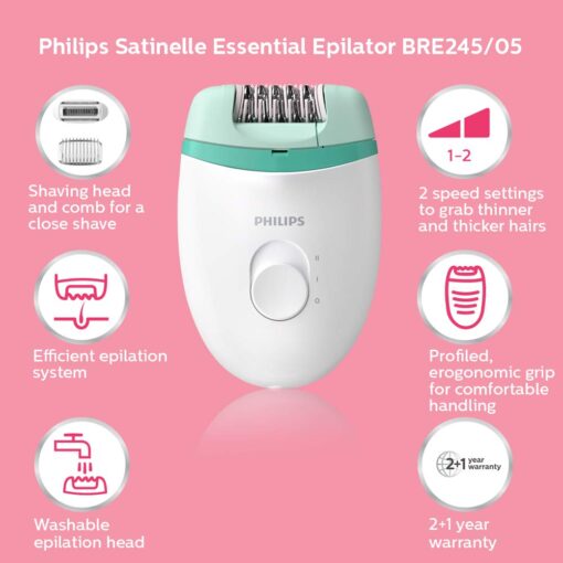 Philips BRE245 Corded Compact Epilator for gentle hair removal 1
