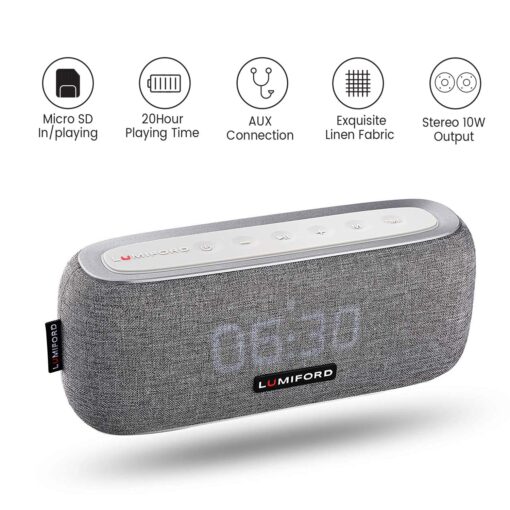 LUMIFORD 3-in-1 Digi Clock Wireless Stereo Bluetooth Speaker with Built-In Alexa 2