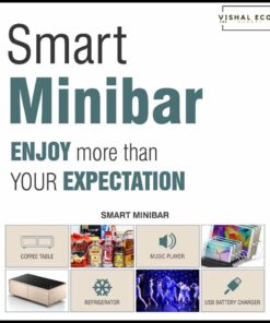 Smart coffee table Smart Mini Bar Multi Functional Coffee Table - White and Wooden Color- Refrigerator, High Bass Blue Tooth Speakers, Mobile Charger - New Latest Tech Table