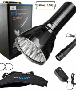 Imalent MS18 Flashlight LED Rechargeable Bright Light with 100,000 Lumens - Case has a Strap, Charger, O-Rings - Bundle includes a Lumintrail LTK-10 Keychain Light