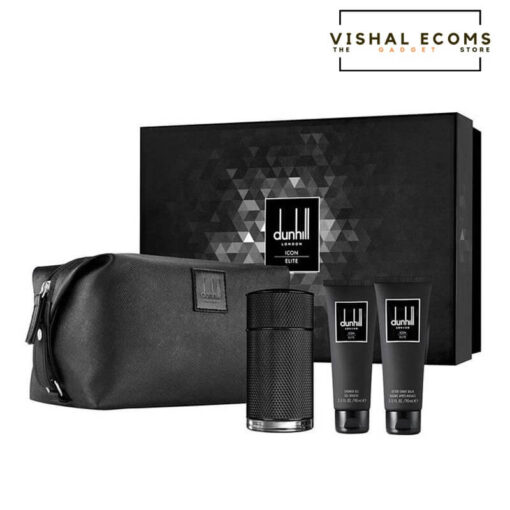 Dunhill Gift Set Icon Elite - Eau De Parfum 100ML + 90ML Shower Gel + 90ML After Shave Balm + Toiletry Bag Set