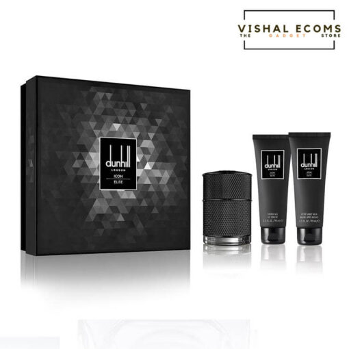 Dunhill Gift Set Icon Elite - Eau De Parfum 100ML + 90ML Shower Gel + 90ML After Shave Balm + Toiletry Bag Set