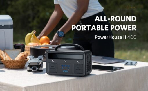 Anker Portable Power Station, PowerHouse II 400, 300W/388.8Wh, 110V AC Outlet/60W USB-C Power Delivery Solar Generator for Camping, Road Trips, Emergency Power, and More