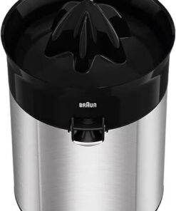 Braun Citrus Juicer CJ 5050, Direct Juice Spout, Anti-Drip Spout, Automatic Start/Stop, Easy Cleaning, Direct Serving System, Includes Protective Lid, 60 Watts, Black Metal