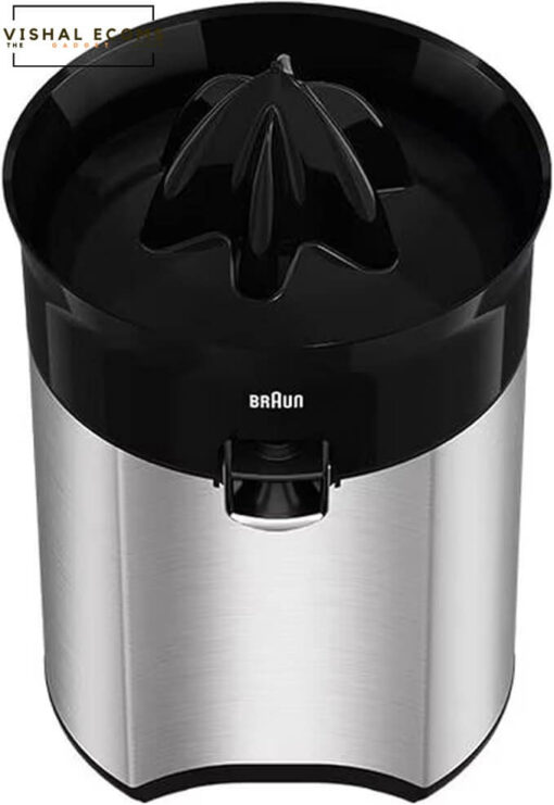 Braun Citrus Juicer CJ 5050, Direct Juice Spout, Anti-Drip Spout, Automatic Start/Stop, Easy Cleaning, Direct Serving System, Includes Protective Lid, 60 Watts, Black Metal