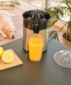 Braun Citrus Juicer CJ 5050, Direct Juice Spout, Anti-Drip Spout, Automatic Start/Stop, Easy Cleaning, Direct Serving System, Includes Protective Lid, 60 Watts, Black Metal