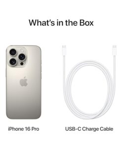 iPhone 16 Pro 256 GB 5G Mobile Phone with Camera Control 4K 120 fps Dolby Vision and a Huge Leap in Battery Life Works with AirPods Natural Titanium