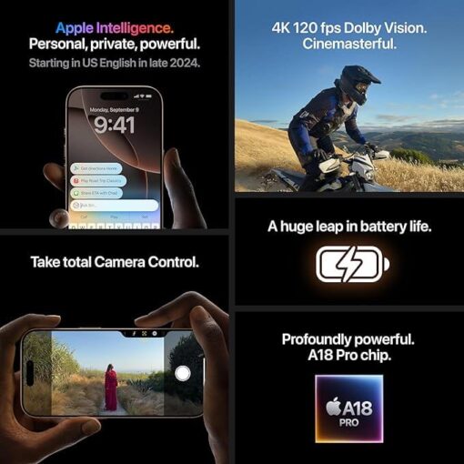 iPhone 16 Pro 256GB 5G Mobile Phone with Camera Control 4K 120 fps Dolby Vision - Imported